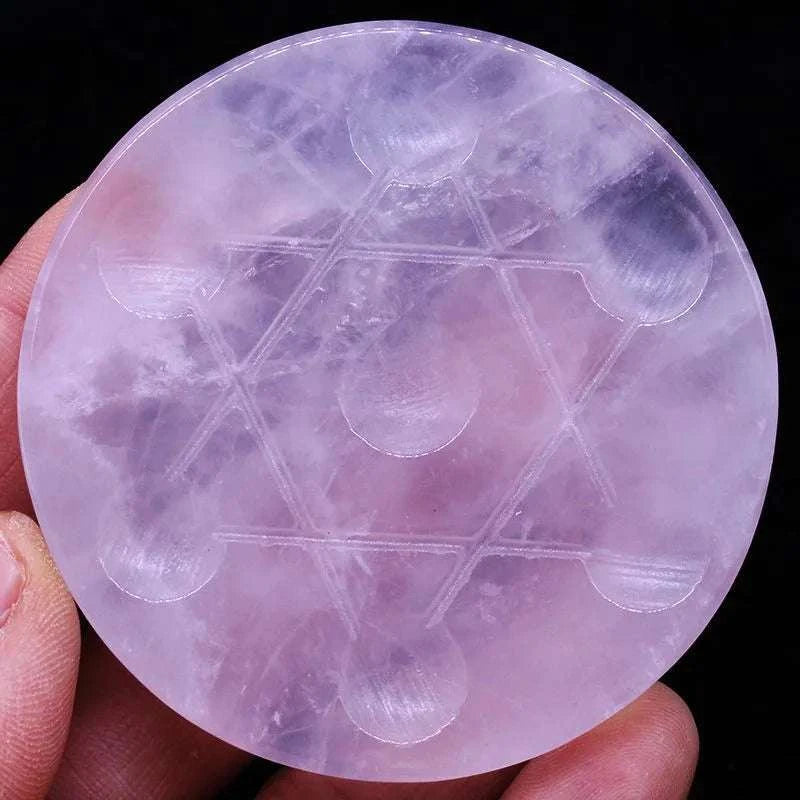 10cm Natural Rose Quartz Crystal Seven Chakra Reiki Therapy Crystal Grid 7-Star Array Board for Energy Healing