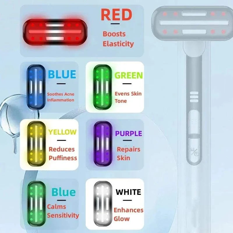7 Colors Red Light Facial Wand EMS Microcurrent Face Lifting Device Eye Neck Massager Skin Tightening Skin Care Beauty Tool