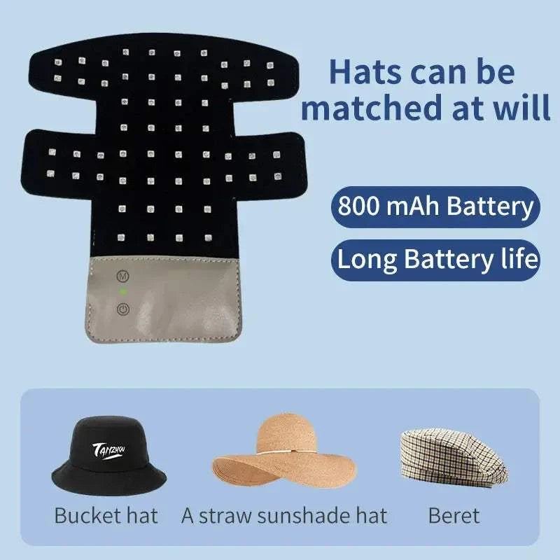 Portable Wireless Red&Blue Light Therapy Board for Hair Fast Growth Infrared Light Hat for Anti-hair Loss Treatment USB Charging