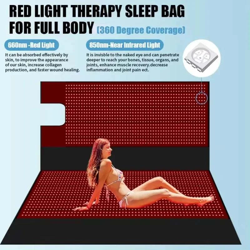Factory Sales Low Price Full Body Pain Relief Sleeping Bag Near Far Infrared Therapy Red Light Therapy Bed 180x80cm