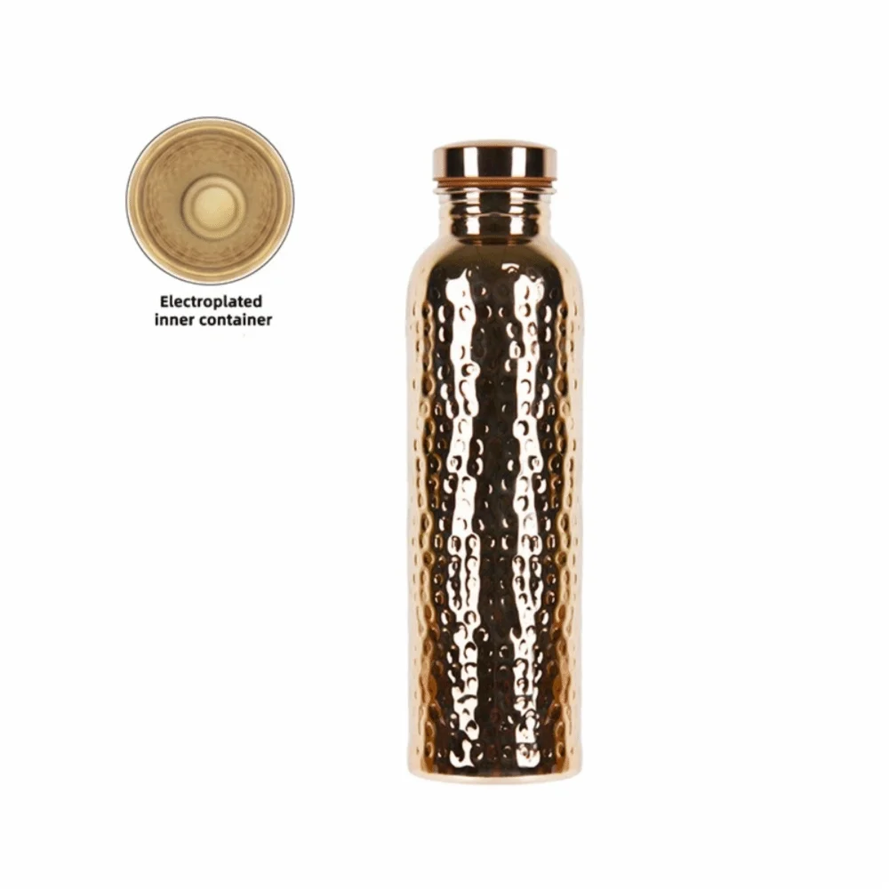 800ML Copper Water Bottle One-Click Open Lid Anti-Slip Silicone Base Leakproof Sports Bottle Thermal Insulation