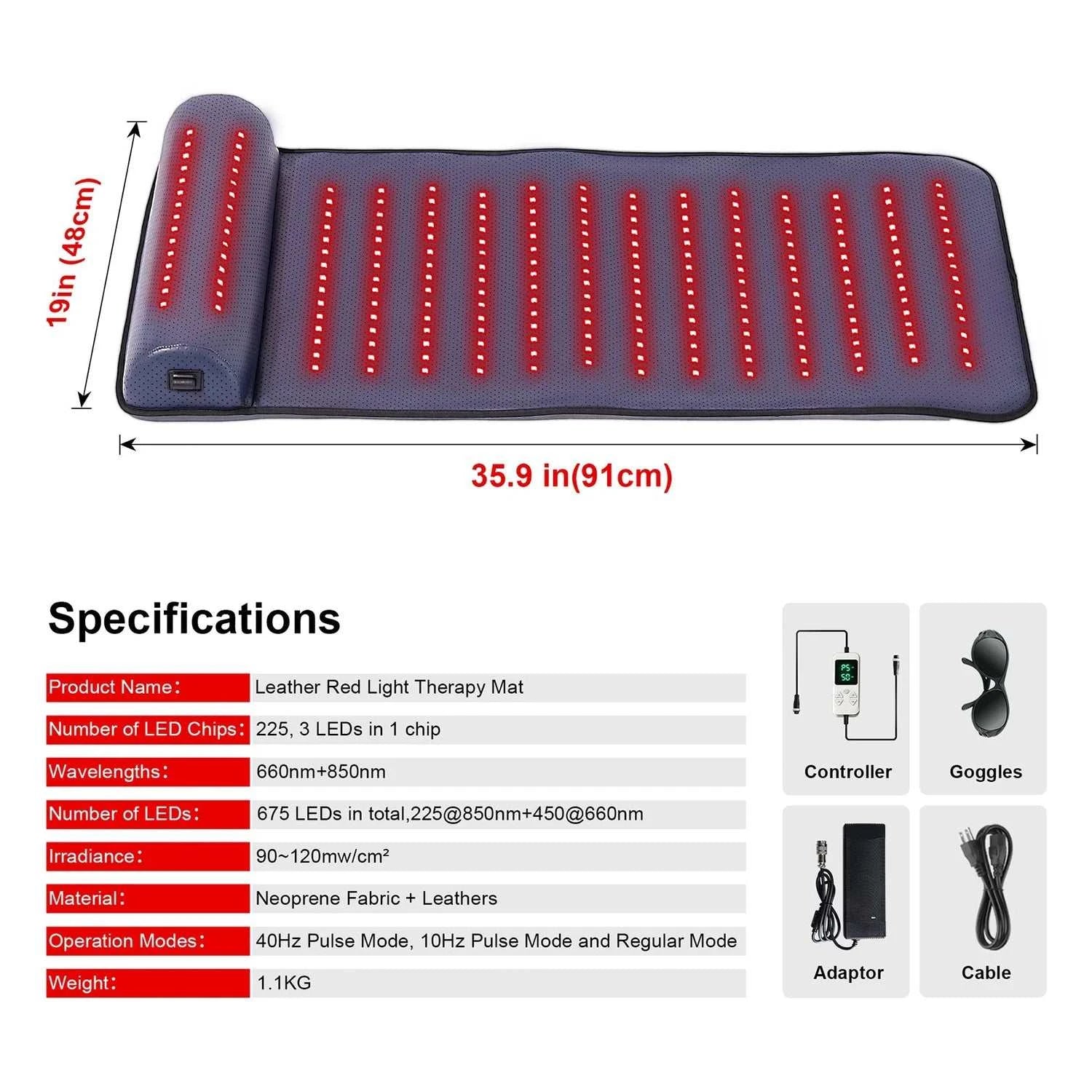 Red Light Therapy Massage Mat with 3D Neck Support & Far Infrared Heat â Professional Pain Relief for Home & Spa Use Relax