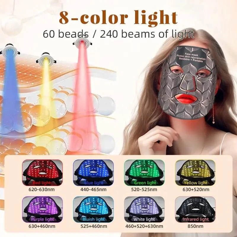 Ubilli Silicone Led Face Mask 8 Colors Red Light Therapy Infrared Flexible Soft Mask Led Therapy Anti Aging Advanced Photon Mask