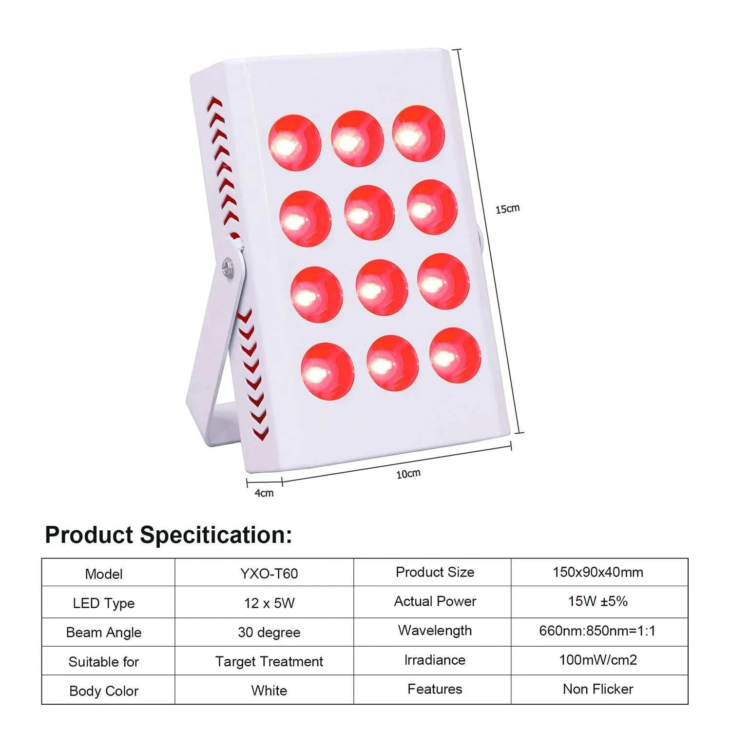 Dual Chip LED Red Light Therapy Panel Lamp Facial Anti-Aging Skin Care Beauty Tool for Body Pain Relief Physical Therapy