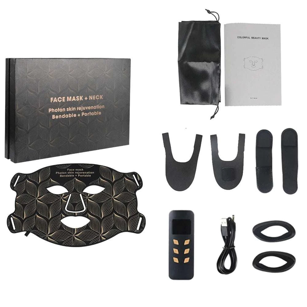 8 Colors Facial LED Mask with Neck Red Light Near Infrared Therapy Beauty Mask Anti Aging Skin Rejuvenation Lifting Tighten