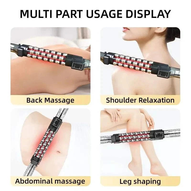 Muscle Massage Roller with Red Light Therapy - Deep Heat Compression & Meridian Massage Stick Muscle Soreness Relief Relaxation