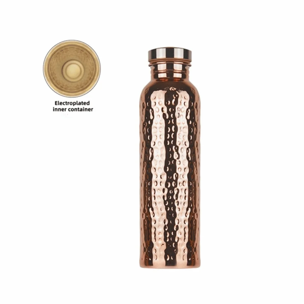800ML Copper Water Bottle One-Click Open Lid Anti-Slip Silicone Base Leakproof Sports Bottle Thermal Insulation