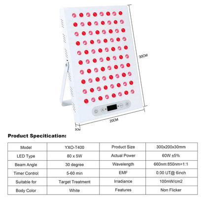Dual Chip LED Red Light Therapy Panel Lamp Facial Anti-Aging Skin Care Beauty Tool for Body Pain Relief Physical Therapy