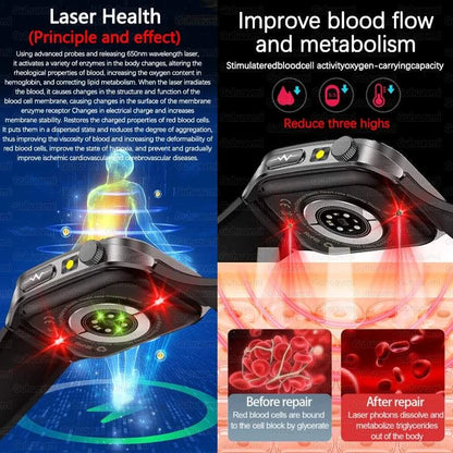 2025 New Sapphire Glass Laser Treatment Smart Watch Men Non invasive Health