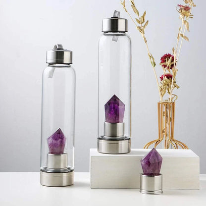1pc Natural Hexagonal Single Tip Crystal Column Glass Mug Drinking Bottle Spa Tea Cups
