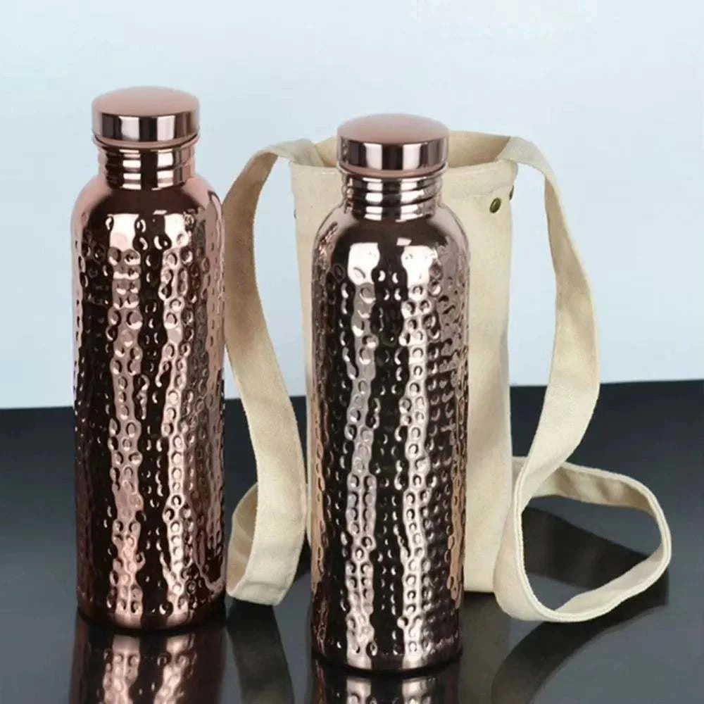 800ML Copper Water Bottle One-Click Open Lid Anti-Slip Silicone Base Leakproof Sports Bottle Thermal Insulation
