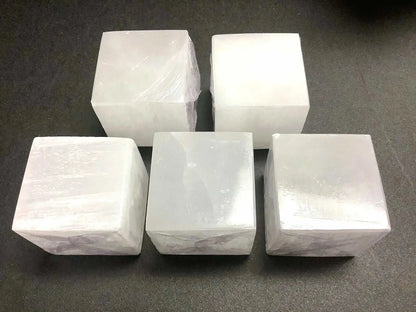 XL Selenite Crystal Charging Disk Plate Cube Square Statio Block Healing Cleanse-1PC
