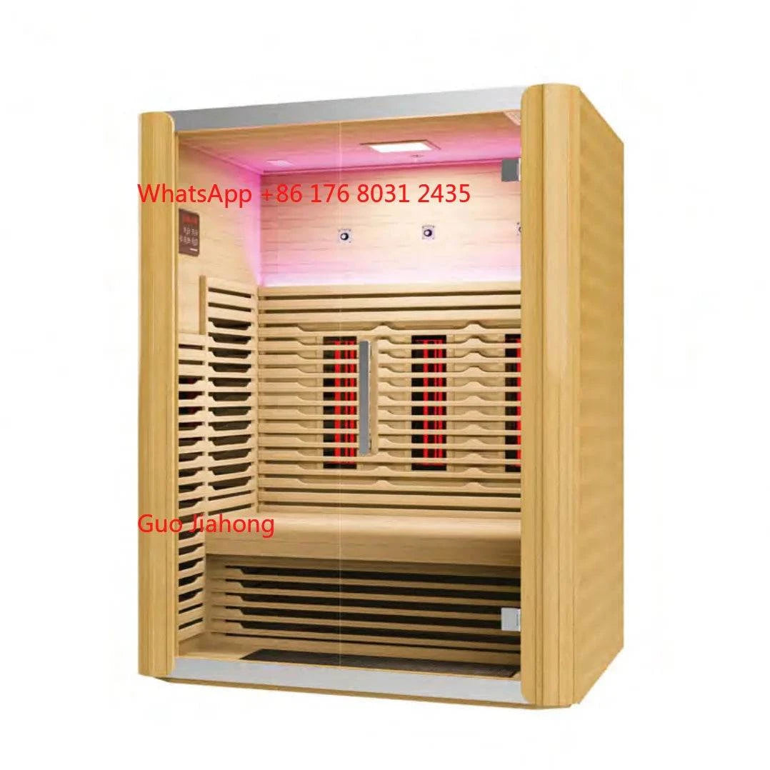 2026 Modern Canadian Hemlock Cedar Heating Sauna 1-3 Person  Full Spectrum Red Light Therapy Indoor Wooden Sauna