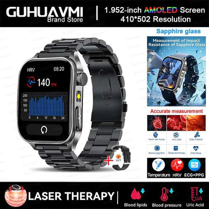 2025 New Sapphire Glass Laser Treatment Smart Watch Men Non invasive Health