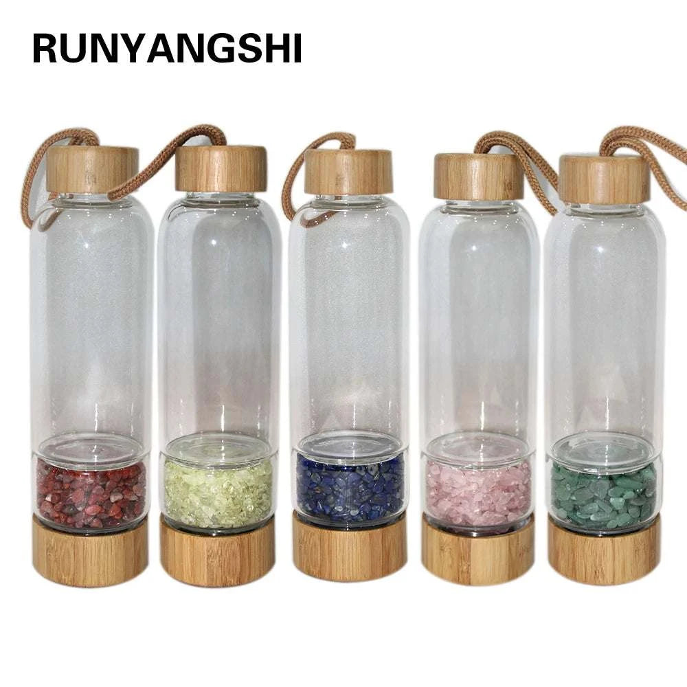Natural Quartz Irregularity Crystal Gravel Bottle Glass Water Gravel Stone Cup Gift giving Drinkware