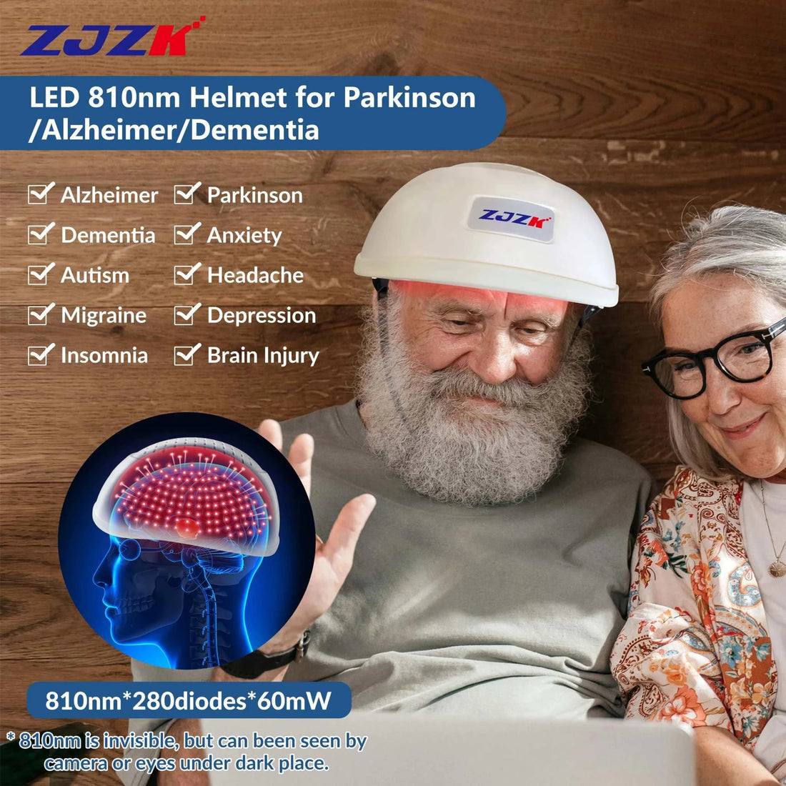 ZJZK Transcranial Magnetic Stimulation Machine Depression Helmet 810nm Red Light Therapy For Brain Stimulation Depression