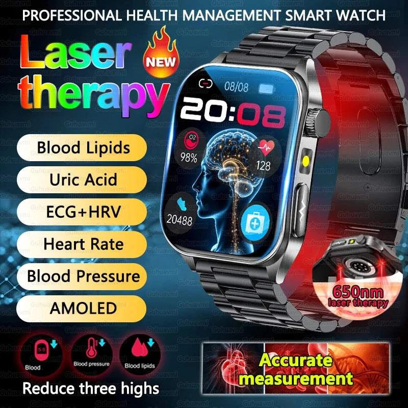 2025 New Sapphire Glass Laser Treatment Smart Watch Men Non invasive Health