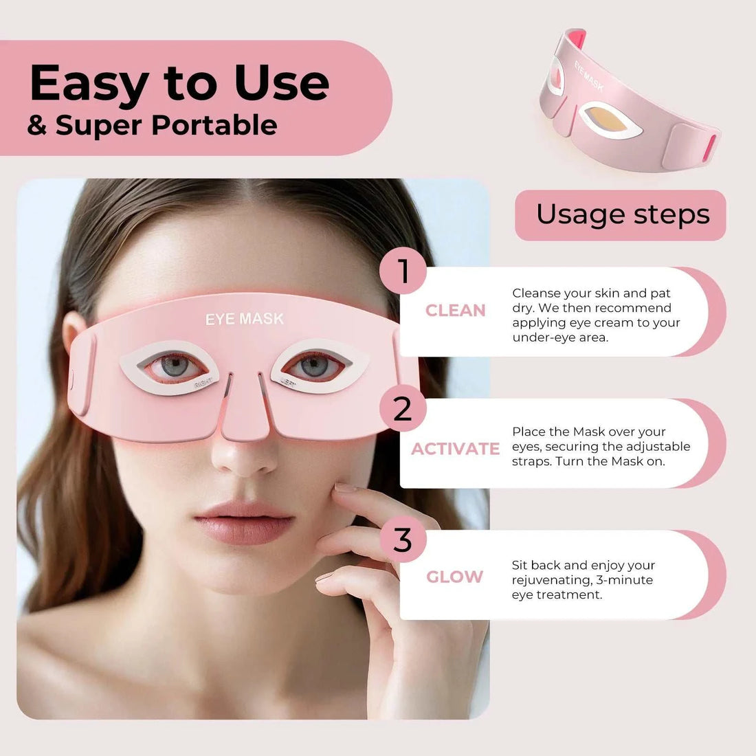 Eye Mask Eye Massager Beauty Care Device Eye Bags Remover Device 880NM Near Infrared Red Light Therapy Eye Mask Device
