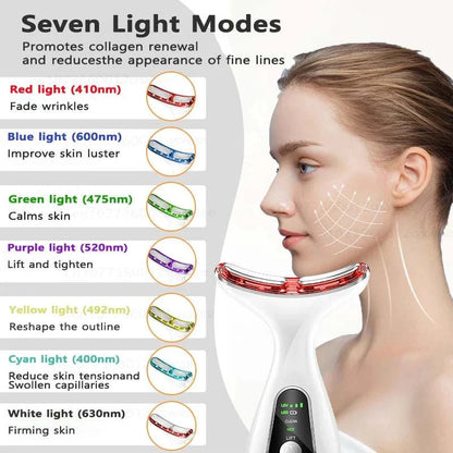 Neck Face Device Vibration Massage for Face and Neck Face Lifting Machine Microcurrents Red Light Therapy Anti Wrinkle