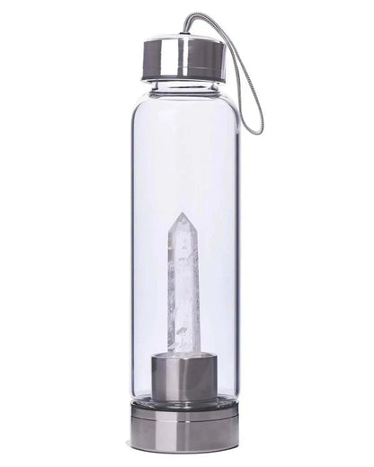 Water Bottle Natural Crystal Stone Diamond Point Healing Obelisk Wand Healing Elixir Quartz Crystal Gem Colors Rope Gemstone Cup
