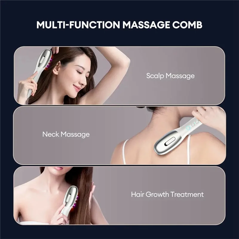 A56X White Massage Comb Vibration LED Blue Red Light Therapy Hair Massage Scalp Brush For Hair Growth Anti Hair Loss