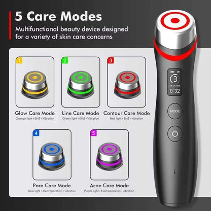 Booster Pro Led Facial Light Therapy 5 Colors Eye Beauty Wand Red Light Eye Massager For Skincare &amp; Blue Rejuvenation Tool