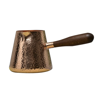 500Ml Pure Copper Latte Pitcher Milk Jug With Wooden Handle Kettles Hammer Handcraft Drinkware Tableware