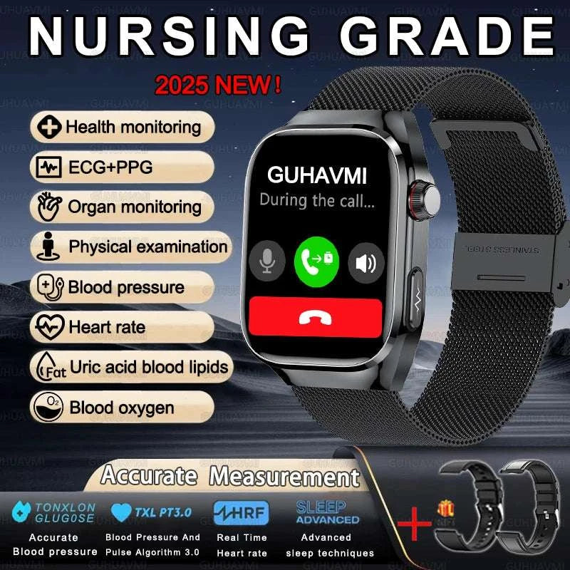 2025 New For XIAOMI Uric acid Blood lipids Smart Watch Men ECG+PPG Blood pressure Blood oxygen Bluetooth Call Health Smartwatchs