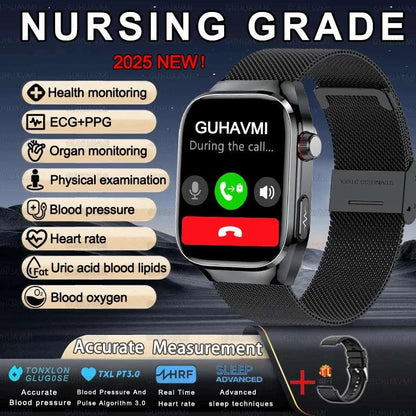 2025 New For XIAOMI Uric acid Blood lipids Smart Watch Men ECG+PPG Blood pressure Blood oxygen Bluetooth Call Health Smartwatchs