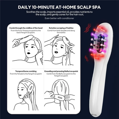 A56X White Massage Comb Vibration LED Blue Red Light Therapy Hair Massage Scalp Brush For Hair Growth Anti Hair Loss