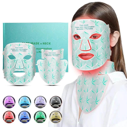 8 Colors Facial LED Mask with Neck Red Light Near Infrared Therapy Beauty Mask Anti Aging Skin Rejuvenation Lifting Tighten