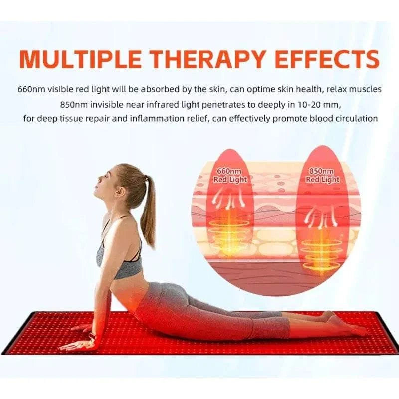 Large LED Red Light Therapy Yoga Mat 660nm 850nm Home Relaxation Equipment for Mind Body Fitness