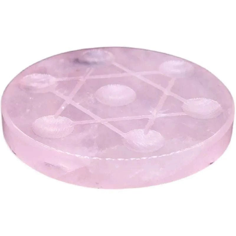 10cm Natural Rose Quartz Crystal Seven Chakra Reiki Therapy Crystal Grid 7-Star Array Board for Energy Healing