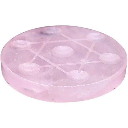 10cm Natural Rose Quartz Crystal Seven Chakra Reiki Therapy Crystal Grid 7-Star Array Board for Energy Healing
