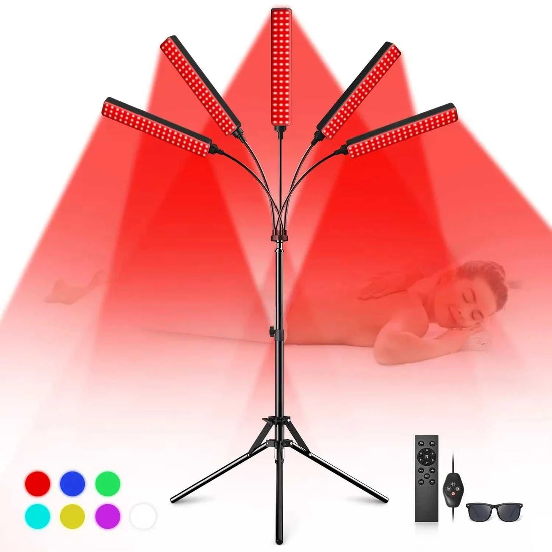 Red Light Therapy Lamp with Adjustable stand, 3in1 Chip 660&amp; 850 nm NearInfrared Light Therapy Device for Face, Body, Pain, Skin