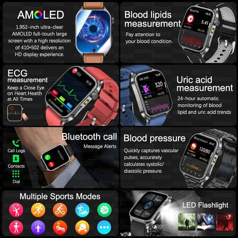 2025 New Sapphire Glass Laser Treatment Smart Watch Men Non invasive Health