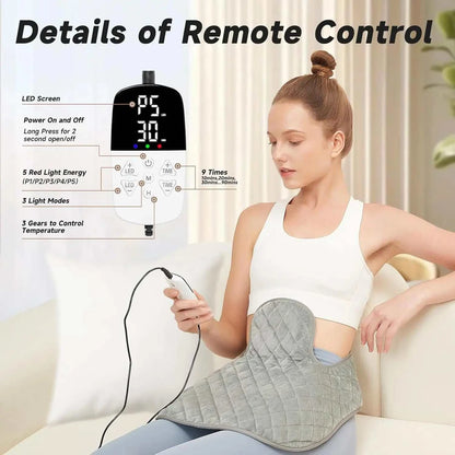 Shoulder Back Heating Pad RedLight Therapy for Body Wearable Near Infrared Shawl Therapy Belt Neck Warmer Adjustable Temperature