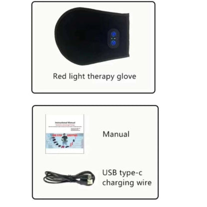 Wireless Rechargeable 660&amp; 850 nm Red &amp; Infrared Light Therapy Glove For Hand Arthritis Fingers Wrist Pain Relief Mitten Glove
