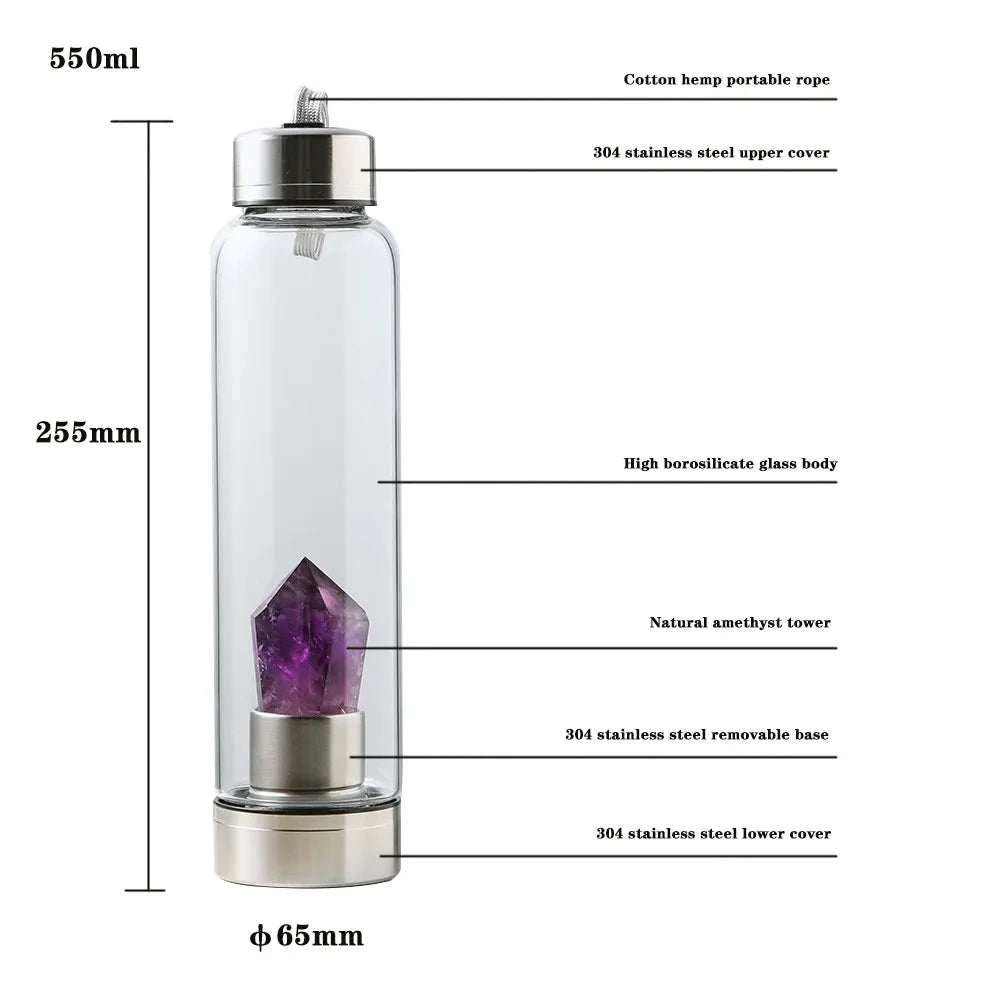 1pc Natural Hexagonal Single Tip Crystal Column Glass Mug Drinking Bottle Spa Tea Cups