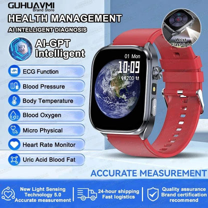 2025 New Nursing Health SmartWatch Accurate measurement Blood Fat Blood Pressure Body Analysis ECG+PPG Clock Sapphire screen Bracelet