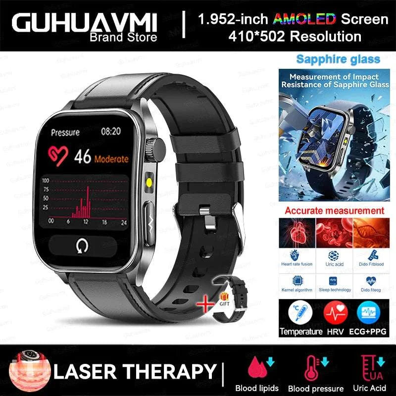 2025 New Sapphire Glass Laser Treatment Smart Watch Men Non invasive Health