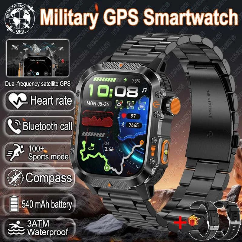 New Military-grade GPS Position Smart Watch Men For XIAOMI 3ATM Waterproof Compass 540mAh Bluetooth Call 100+Sports Smart Watch
