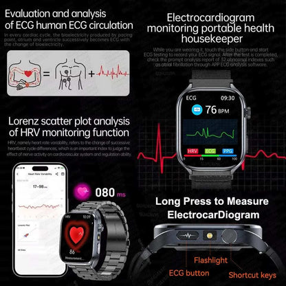 2025 New Nursing Health SmartWatch Accurate measurement Blood Fat Blood Pressure Body Analysis ECG+PPG Clock Sapphire screen Bracelet