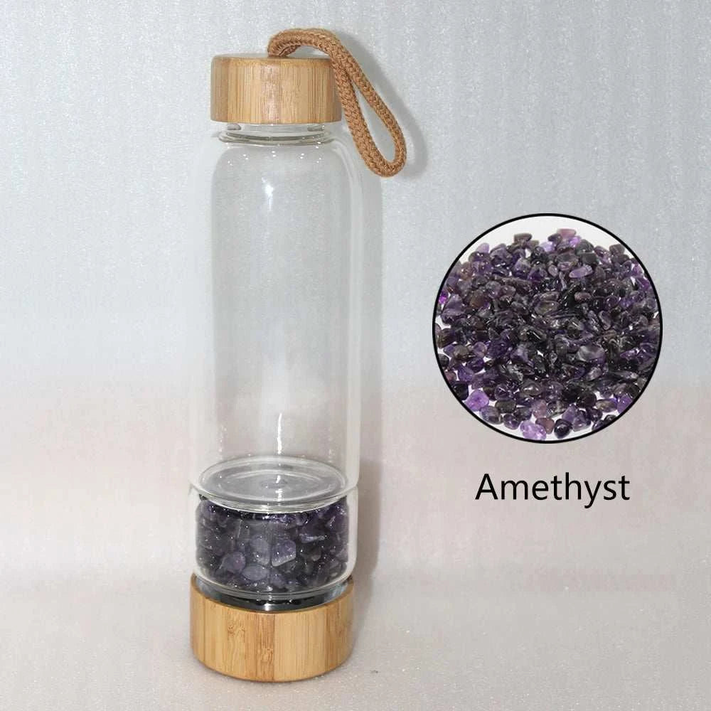 Natural Quartz Irregularity Crystal Gravel Bottle Glass Water Gravel Stone Cup Gift giving Drinkware