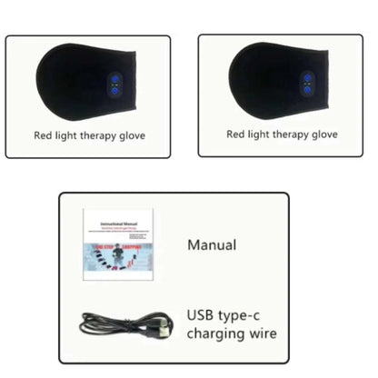 Wireless Rechargeable 660&amp; 850 nm Red &amp; Infrared Light Therapy Glove For Hand Arthritis Fingers Wrist Pain Relief Mitten Glove