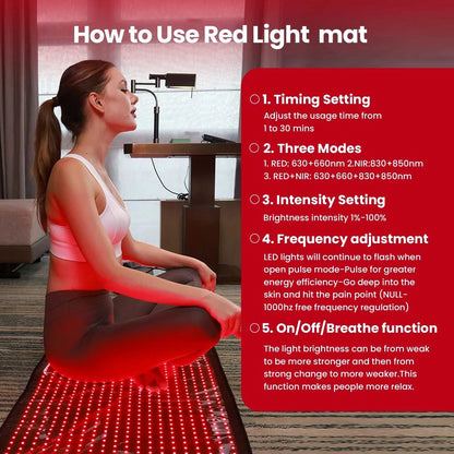 New Product 2026 TLB1000 Quad Chip LED Red  Infrared Light Therapy for Full Body Pain Relief Red Light Therapy Yoga Mat Home Use