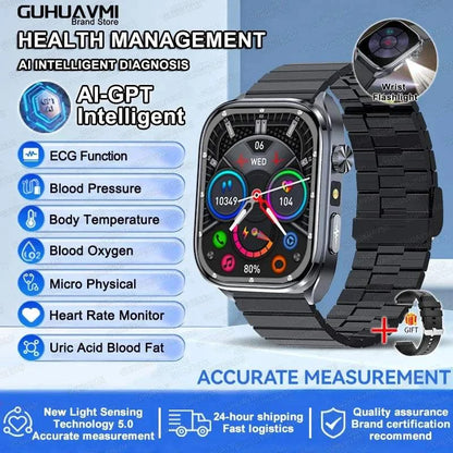 2025 New Nursing Health SmartWatch Accurate measurement Blood Fat Blood Pressure Body Analysis ECG+PPG Clock Sapphire screen Bracelet