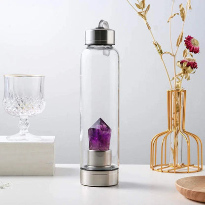 1pc Natural Hexagonal Single Tip Crystal Column Glass Mug Drinking Bottle Spa Tea Cups