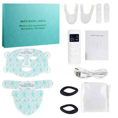 8 Colors Facial LED Mask with Neck Red Light Near Infrared Therapy Beauty Mask Anti Aging Skin Rejuvenation Lifting Tighten