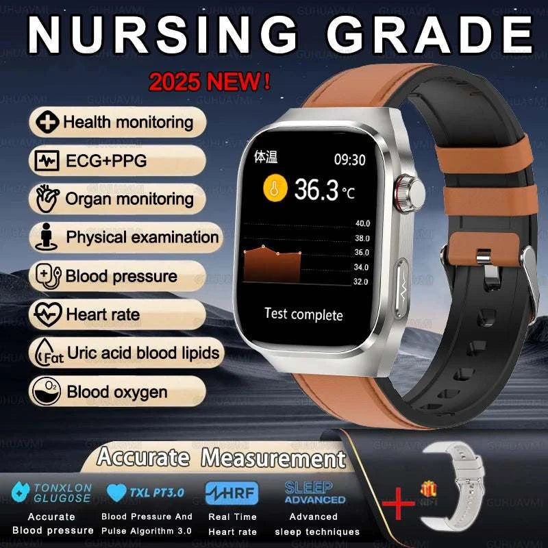 2025 New For XIAOMI Uric acid Blood lipids Smart Watch Men ECG+PPG Blood pressure Blood oxygen Bluetooth Call Health Smartwatchs